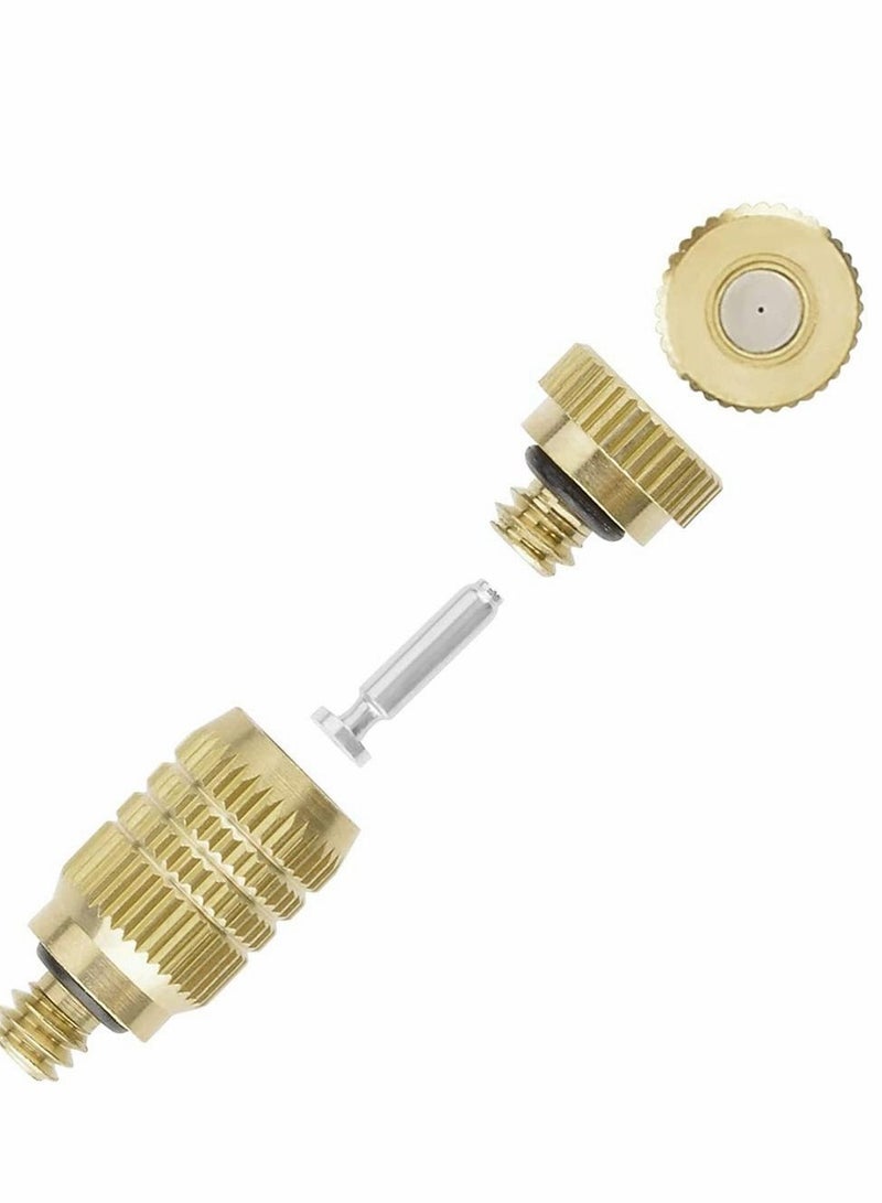 SYOSI فوهة رذاذ نحاسية، 10 عبوات من فوهات الرش ذات الضغط العالي 10/24 UNC نظام رأس ضباب مضاد للتنقيط خارجي لتبريد المناظر الطبيعية (فتحة 0.012) - Image 2