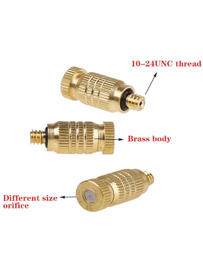 SYOSI فوهة رذاذ نحاسية، 10 عبوات من فوهات الرش ذات الضغط العالي 10/24 UNC نظام رأس ضباب مضاد للتنقيط خارجي لتبريد المناظر الطبيعية (فتحة 0.012) - Image 3