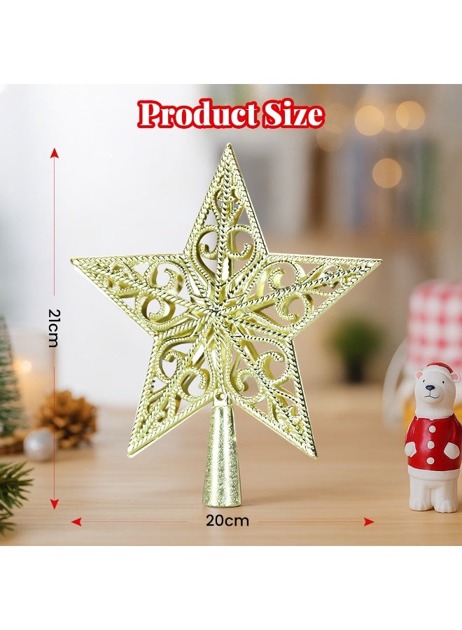 تابيت قطعة واحدة من زينة شجرة عيد الميلاد على شكل نجمة خماسية، لتزيين شجرة عيد الميلاد، ولإضفاء أجواء احتفالية مميزة (ذهبية) - Image 2