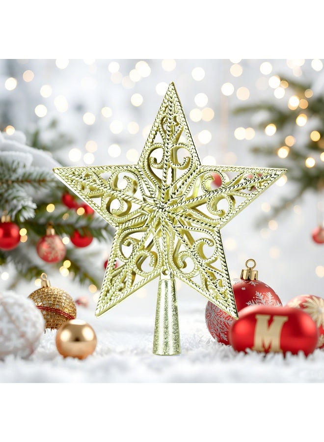 تابيت قطعة واحدة من زينة شجرة عيد الميلاد على شكل نجمة خماسية، لتزيين شجرة عيد الميلاد، ولإضفاء أجواء احتفالية مميزة (ذهبية) - Image 4
