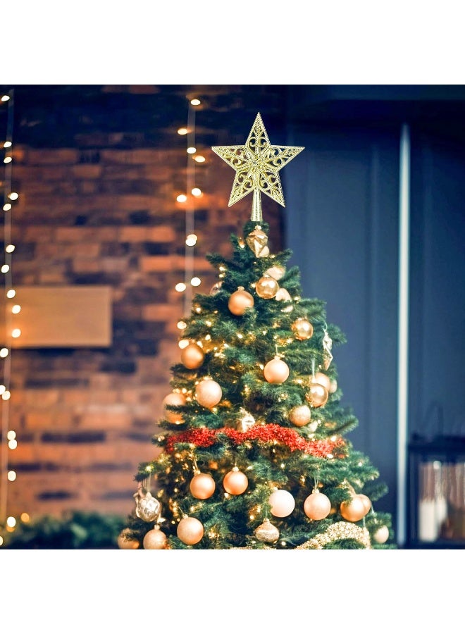تابيت قطعة واحدة من زينة شجرة عيد الميلاد على شكل نجمة خماسية، لتزيين شجرة عيد الميلاد، ولإضفاء أجواء احتفالية مميزة (ذهبية) - Image 3