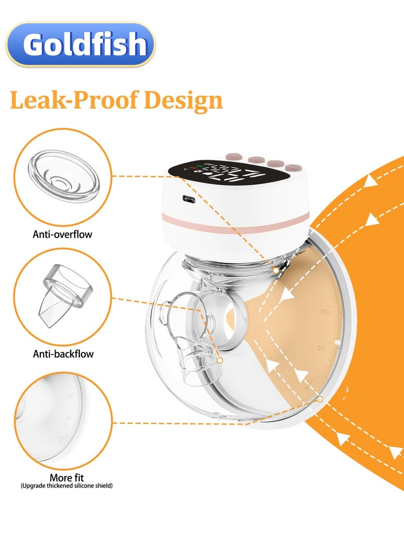 جولدفش مضخة ثدي كهربائية يمكن ارتداؤها بدون استخدام اليدين، 5 أوضاع و15 سرعة. - Image 2