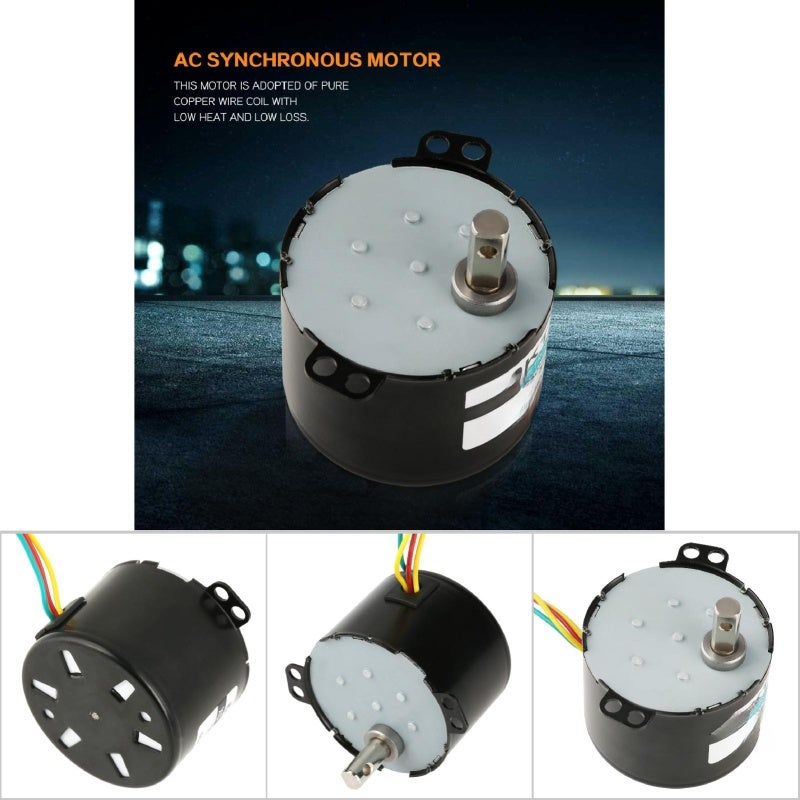 محرك متزامن AC220V 2.5 دورة في الدقيقة، محرك تروس معدني مصغر منخفض السرعة، دوران مع عقارب الساعة وعكسها، عزم دوران كبير، ملف نحاس نقي - منخفض الضوضاء للتحكم في الأتمتة للأجهزة وآلات البيع - Image 4