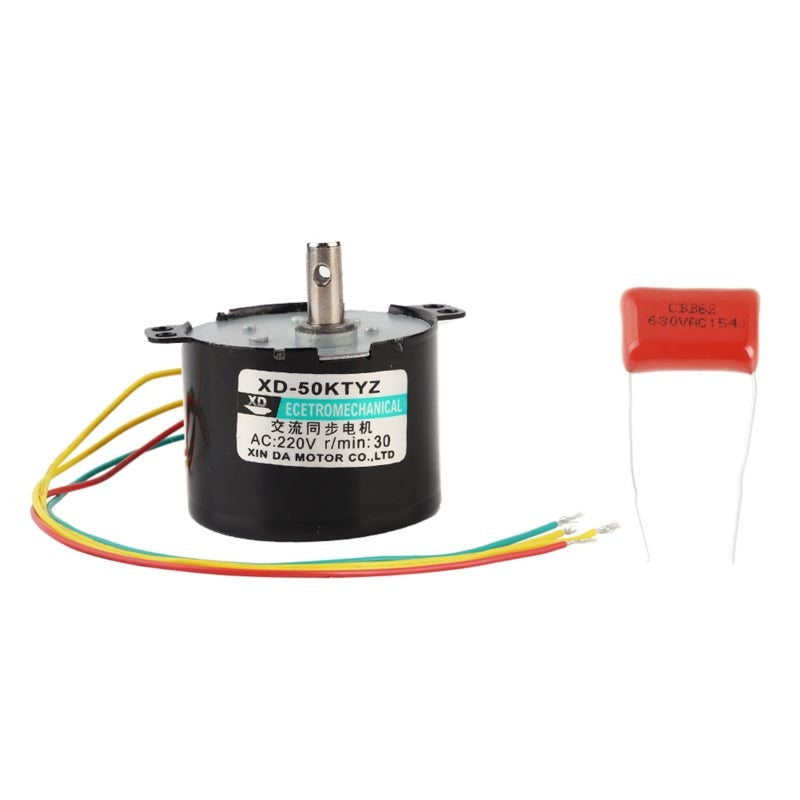 محرك متزامن AC220V 2.5 دورة في الدقيقة، محرك تروس معدني مصغر منخفض السرعة، دوران مع عقارب الساعة وعكسها، عزم دوران كبير، ملف نحاس نقي - منخفض الضوضاء للتحكم في الأتمتة للأجهزة وآلات البيع - Image 1
