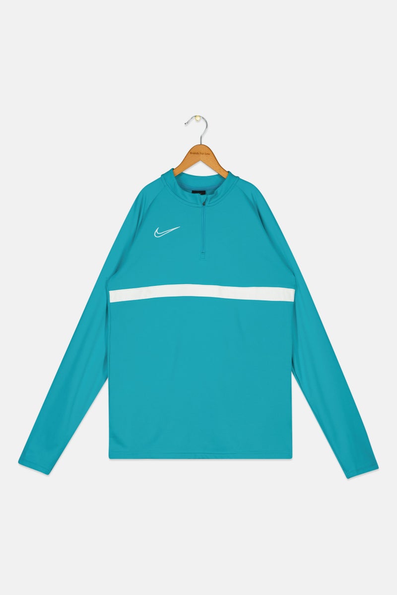Nike Kids Boy Embroidered Logo Long Sleeve Football Sweatshirt, Turquoise - Image 2
