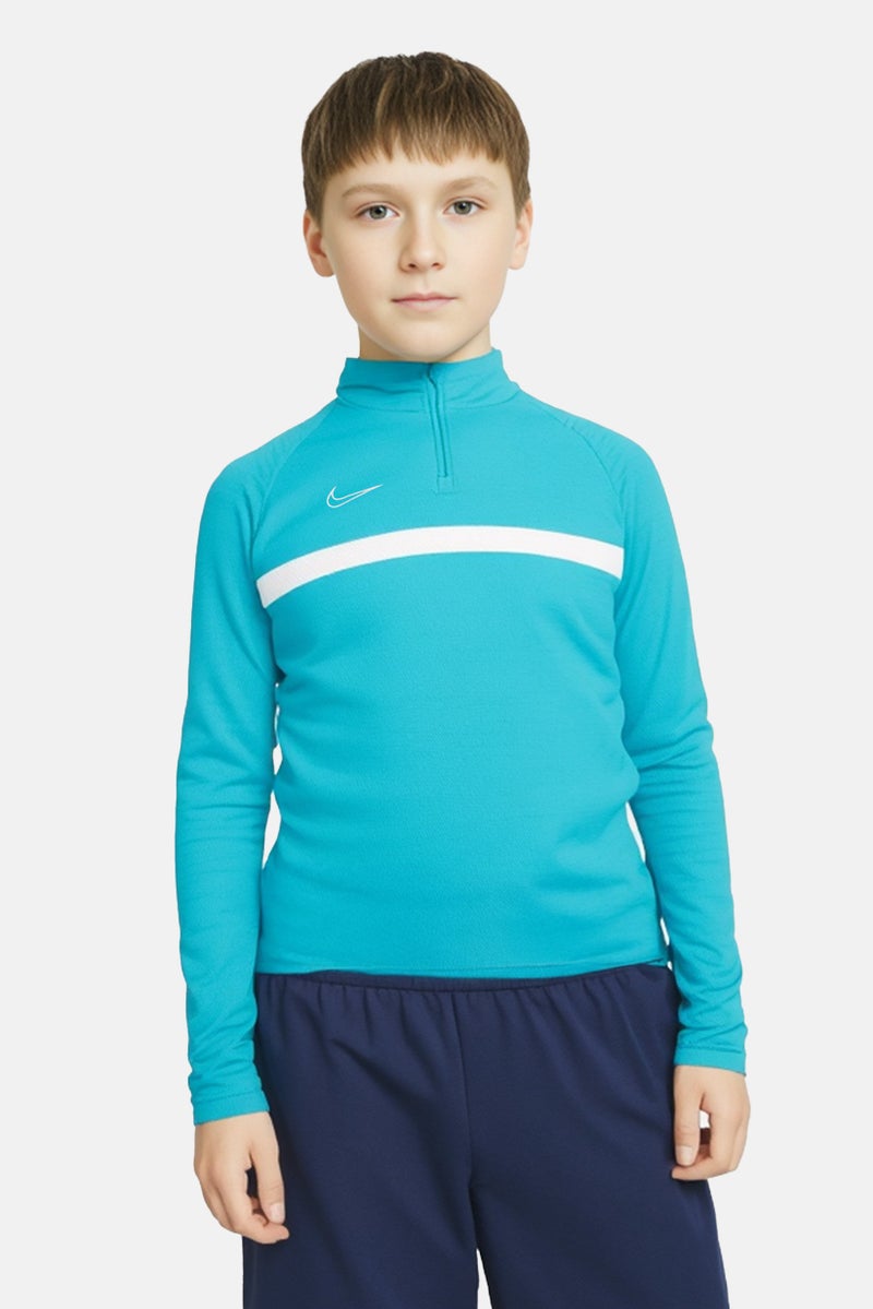 Nike Kids Boy Embroidered Logo Long Sleeve Football Sweatshirt, Turquoise - Image 1