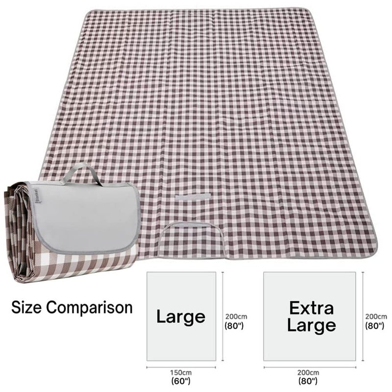 LRUUIDDE Extra Large Picnic Blanket Beach Blankets, Outdoor Foldable Waterproof Sand Mat for Beach Camping Hiking Travel Family Concerts Grass Park Music Festival Lawn Mats (Brown, 80x60inch) - Image 5