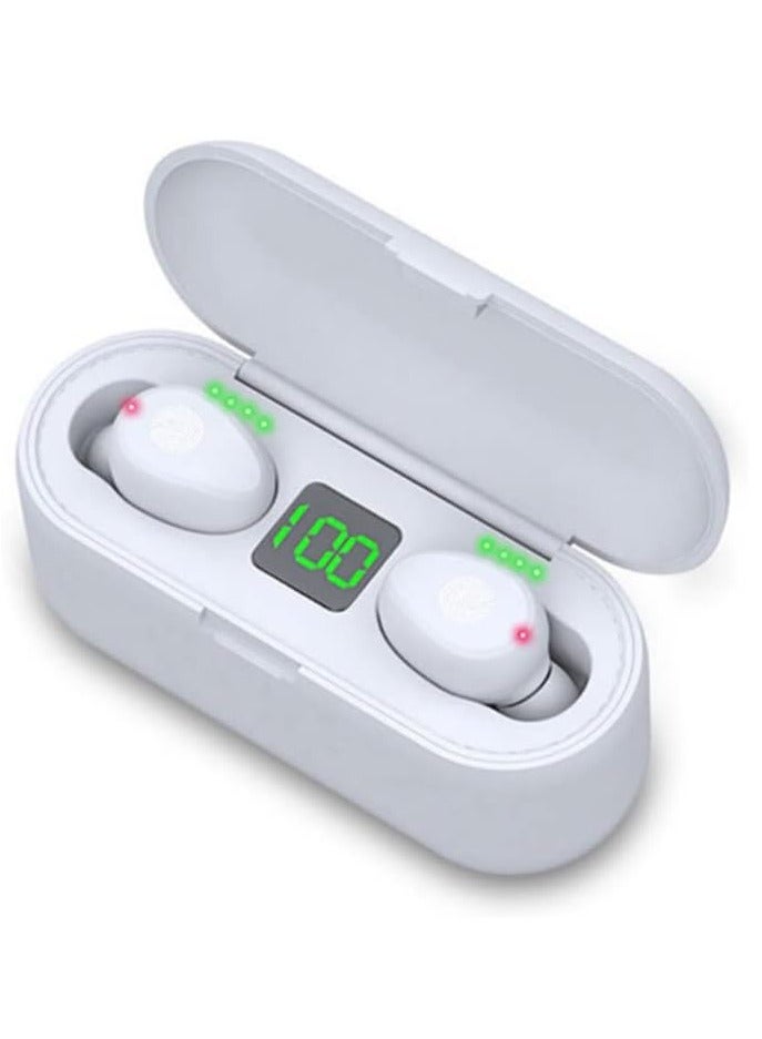 erorex Ainaan F9 8 Noise Cancel Waterproof Touch Stereo Wireless Earphones White - Image 1