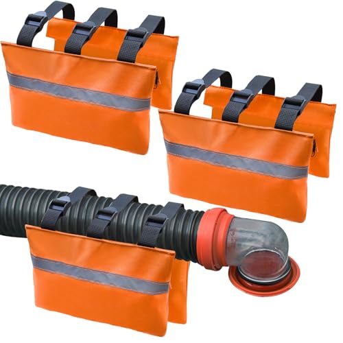 Feoang 2Pack RV Sewer Weight BagRV Hose Fastening Device with Reflective Strip Portable Septic Hose Weight Bag Support Sewer Hold Down for Camper Trailers Prevent from Accidental Spillag - Image 1