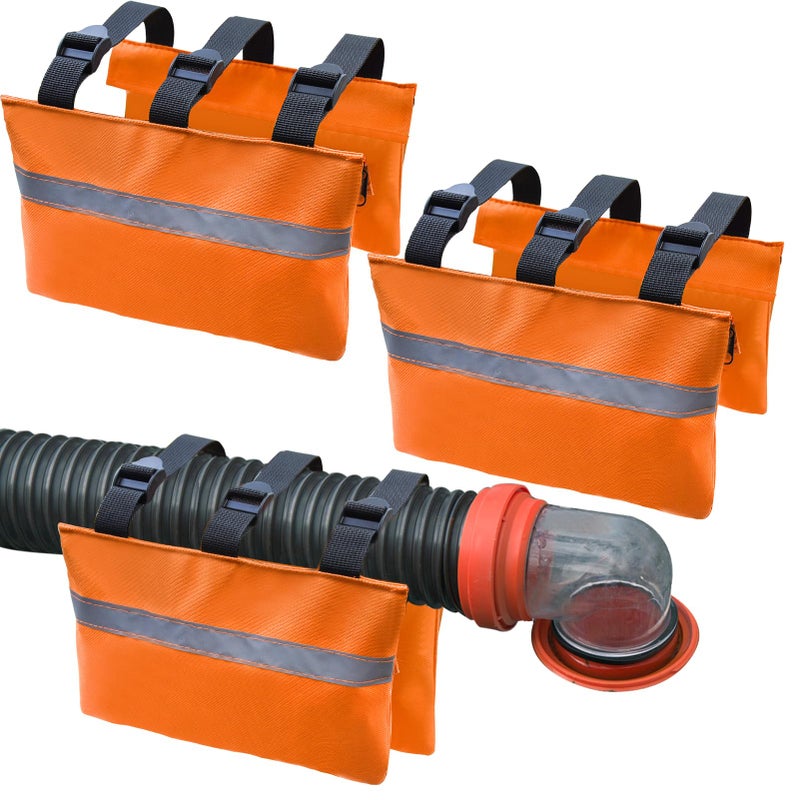 Feoang 2Pack RV Sewer Weight BagRV Hose Fastening Device with Reflective Strip Portable Septic Hose Weight Bag Support Sewer Hold Down for Camper Trailers Prevent from Accidental Spillag - Image 2