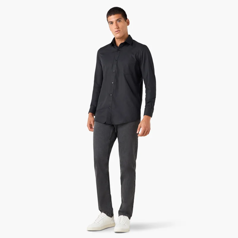 Splash FAV Regular Fit Textured Collared Shirt with Chest Pocket