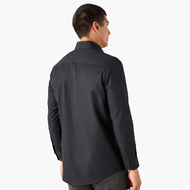 Splash FAV Regular Fit Textured Collared Shirt with Chest Pocket