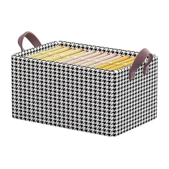 Kunji Foldable Clothes Storage Box Houndstooth Printing Closet Organizer Wardrobe Drawer Clothes Storage Containers Wardrobe Organizer For Shirts Jeans Pants Bedroom Accessories Pack Of 1 - Image 1