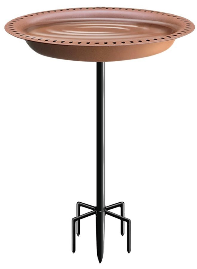 Garbuildman Upgraded 5-Prong Base Bird Bath with Metal Stake, Detachable Decoration Bowl Spa & Freestanding Birdfeeder for Outdoor Garden, Oval Style, Brown - Image 1