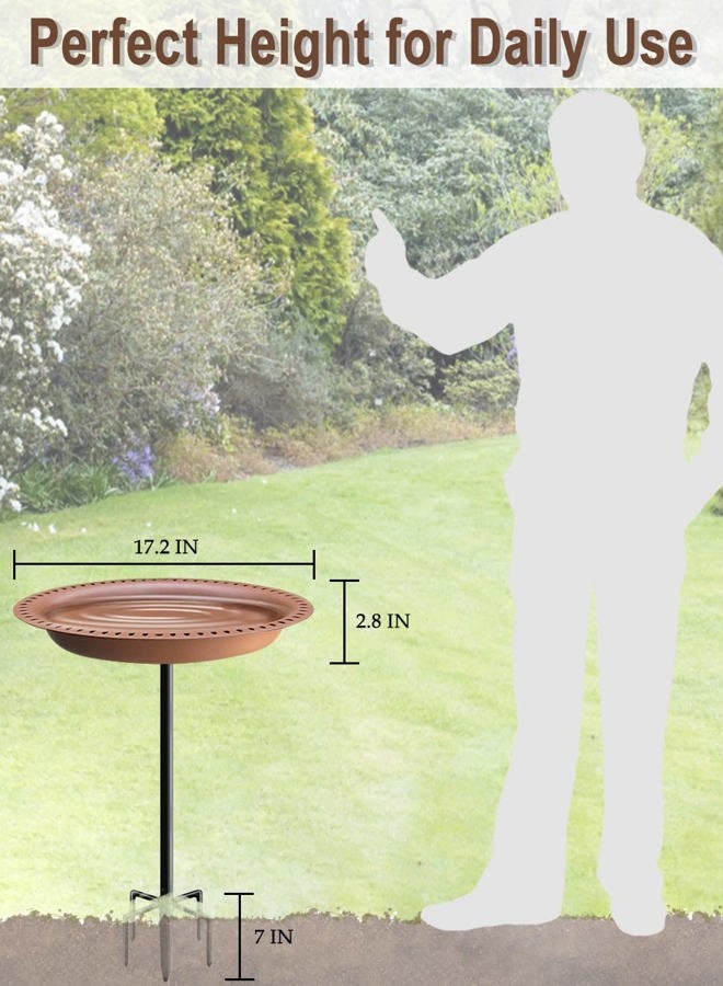Garbuildman Upgraded 5-Prong Base Bird Bath with Metal Stake, Detachable Decoration Bowl Spa & Freestanding Birdfeeder for Outdoor Garden, Oval Style, Brown - Image 2