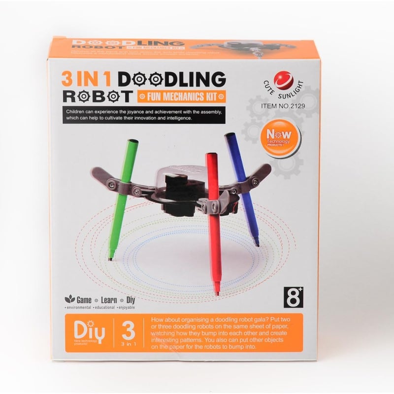 ZAMZIN 3-in-1 Doodling Robot for Kids, Fun STEM Science Kit, Multicolor Creative Toy, Best Gift for Children, Encourages Imagination & Learning, , Compact Design, Ideal Educational Toy for Boys - Image 1