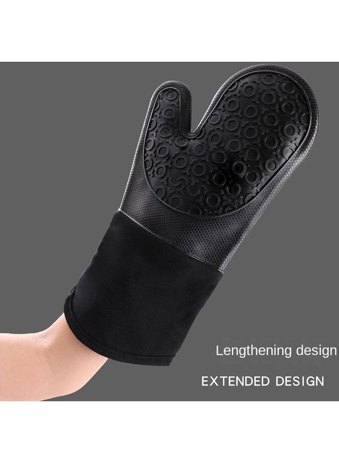 Bluejw Oven Gloves 13.7 Inch Silicone Cotton Lining Thickened Anti-hot Oven Microwave Oven Gloves  - Image 4