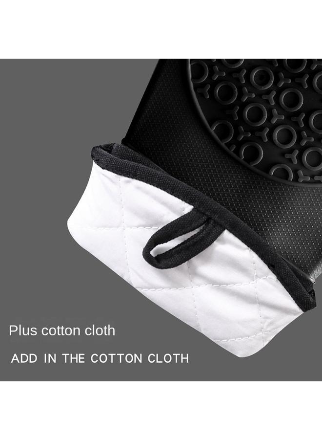 Bluejw Oven Gloves 13.7 Inch Silicone Cotton Lining Thickened Anti-hot Oven Microwave Oven Gloves  - Image 5