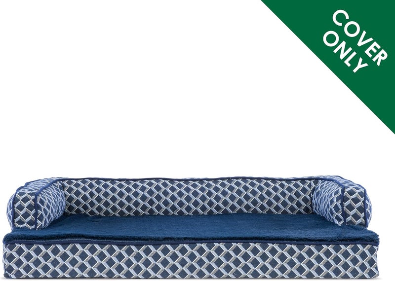 Furhaven Replacement Dog Bed Cover Comfy Couch Plush & Décor Sofa-Style, Machine Washable - Diamond Blue, Jumbo (X-Large) - Image 2