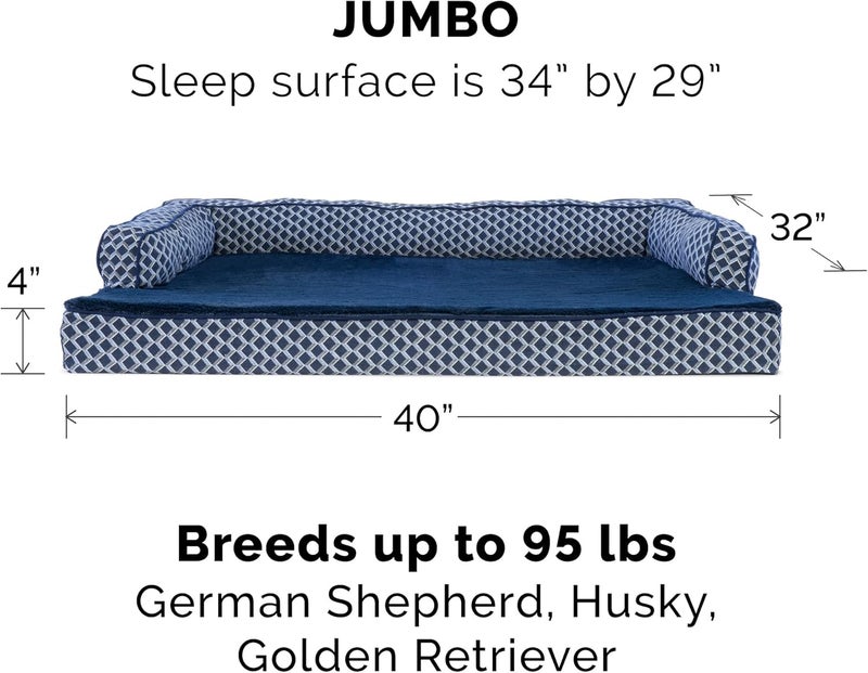 Furhaven Replacement Dog Bed Cover Comfy Couch Plush & Décor Sofa-Style, Machine Washable - Diamond Blue, Jumbo (X-Large) - Image 3