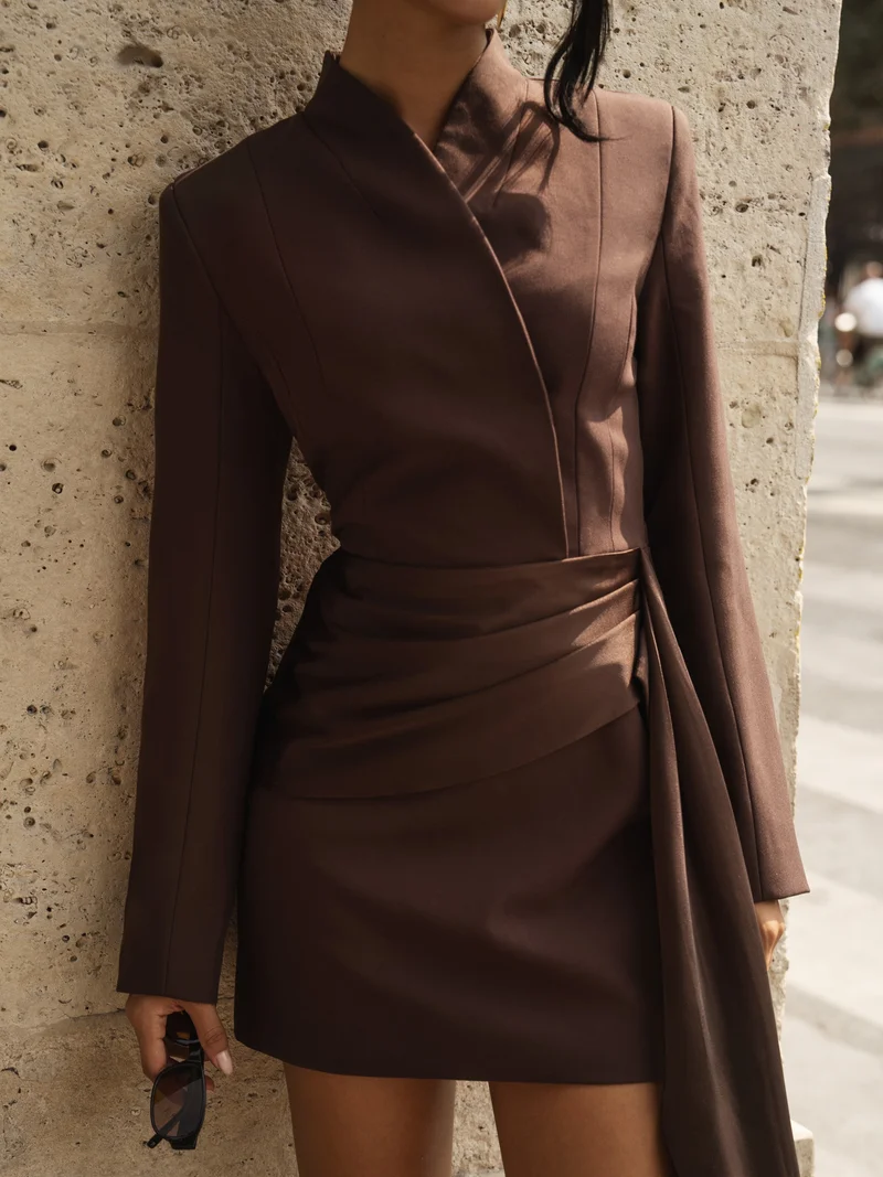 Mini dress with a draped waist