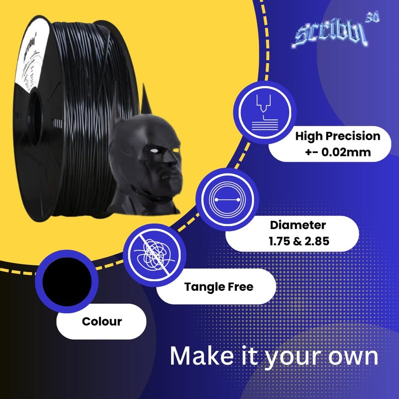 Scribbl3d Premium ABS 1.75mm 3D Printing Filament| Dimensional Accuracy +- 0.02mm|Compatible with Most FDM Printers| Obsidian Black - Image 3