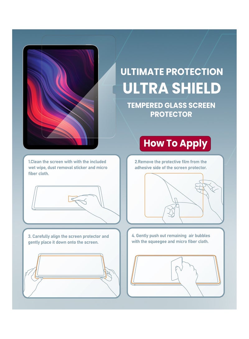 Moxedo Ultra Shield Tempered Glass Screen Protector HD Clear 9H Hardness Micro Curved Edges with Installation Guide Compatible with Apple iPad 10.9 inch - Image 4