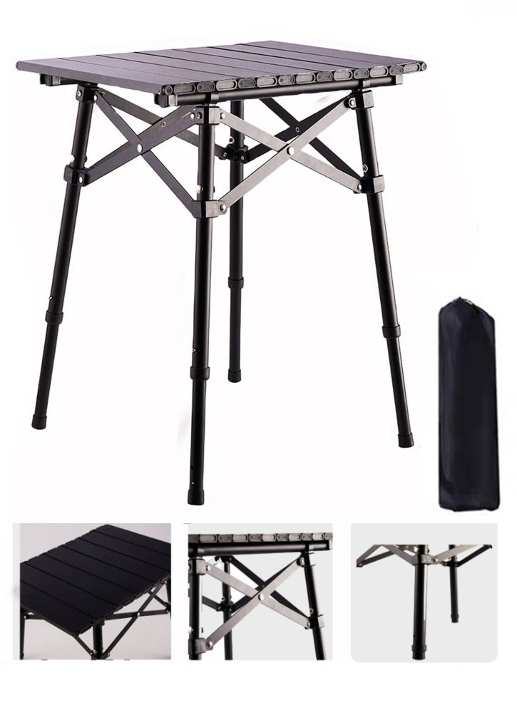 XiuWoo Drop Leaf Tables for Small Spaces Hinged Folding Design Outdoor Collapsibles Camping Table, Made of Aluminum Alloy, Two-Speed Table Height Adjustment with Storage Bag,Black - Image 1