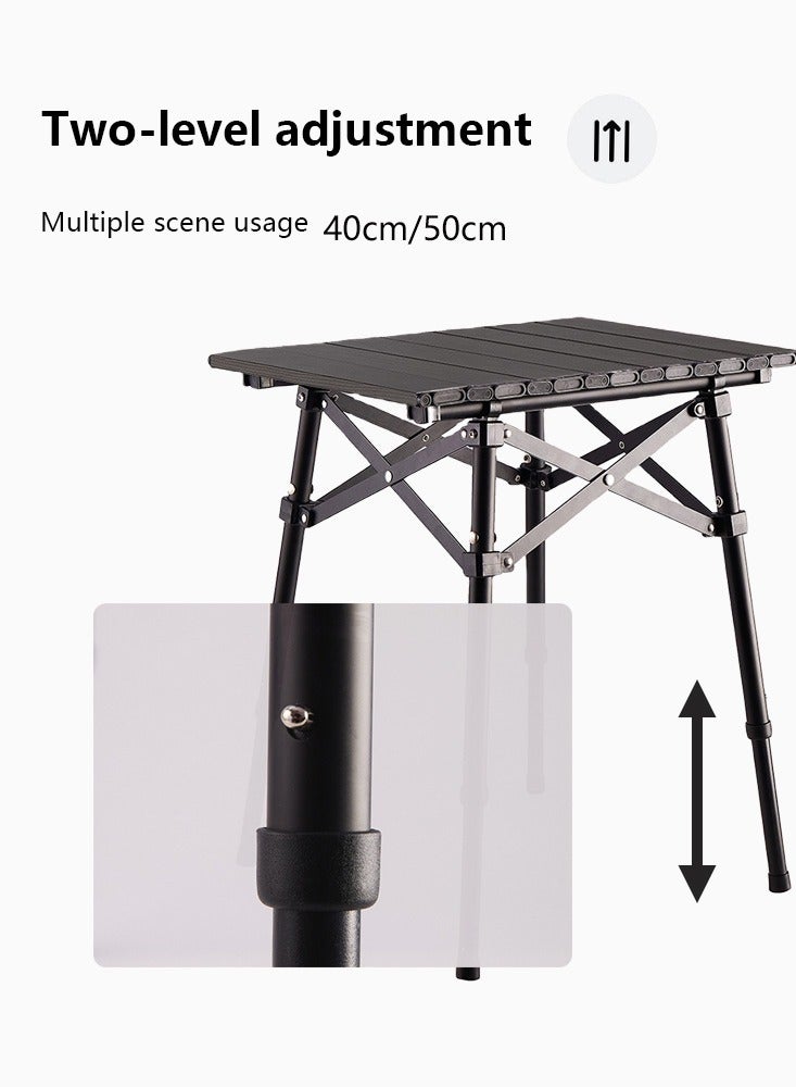 XiuWoo Drop Leaf Tables for Small Spaces Hinged Folding Design Outdoor Collapsibles Camping Table, Made of Aluminum Alloy, Two-Speed Table Height Adjustment with Storage Bag,Black - Image 5