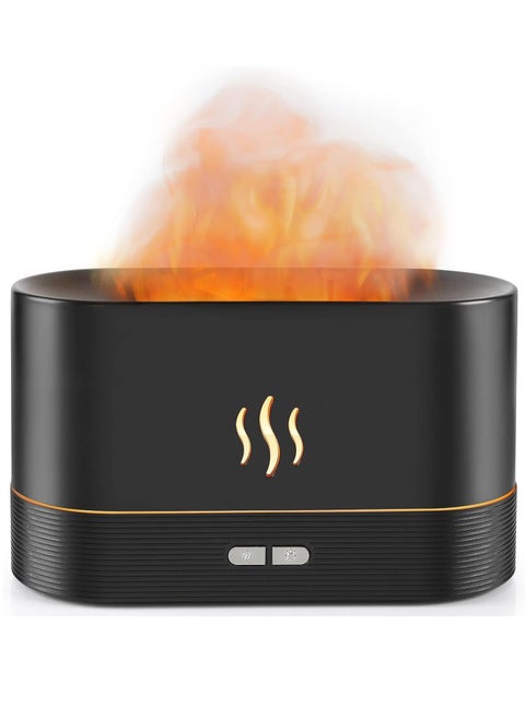 Flame Diffuser Humidifier-Auto Off 180ml Essential Oil Diffuser-2,Modes Brightness Aroma Humidifier with Fire Flame Effect for Home,Office,Spa,Gym(Black)