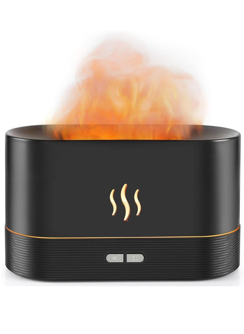 Flame Diffuser Humidifier-Auto Off 180ml Essential Oil Diffuser-2,Modes Brightness Aroma Humidifier with Fire Flame Effect for Home,Office,Spa,Gym(Black)