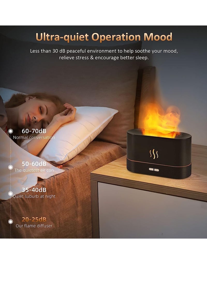 Flame Diffuser Humidifier-Auto Off 180ml Essential Oil Diffuser-2,Modes Brightness Aroma Humidifier with Fire Flame Effect for Home,Office,Spa,Gym(Black)
