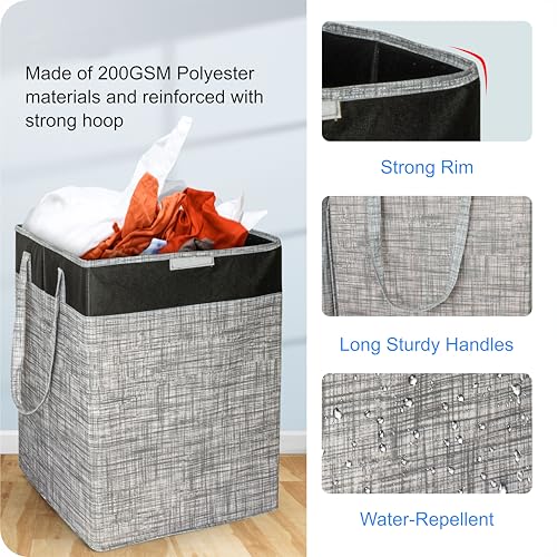 LAXIS® 75L Laundry Bag for Clothes with Lid, Large Dirty Clothes Laundry Basket & Cloth Storage Bin, Used Clothes Organizer, Multipurpose Laundry Basket for Bedroom & Bathroom - Printed Grey - Image 3