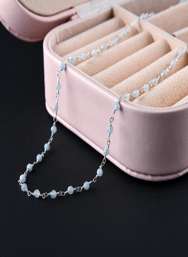 يانارا قلادة يانارا أكوامارين للنساء، خرزة صلاة، أحجار كريمة لتنشيط طاقة الشاكرا، 3 مم، سلسلة مسبحة كاثوليكية رقيقة زرقاء، أحجار كريمة طبيعية، 16+2 بوصة، هدية مثالية لمواليد شهر مارس. - Image 4