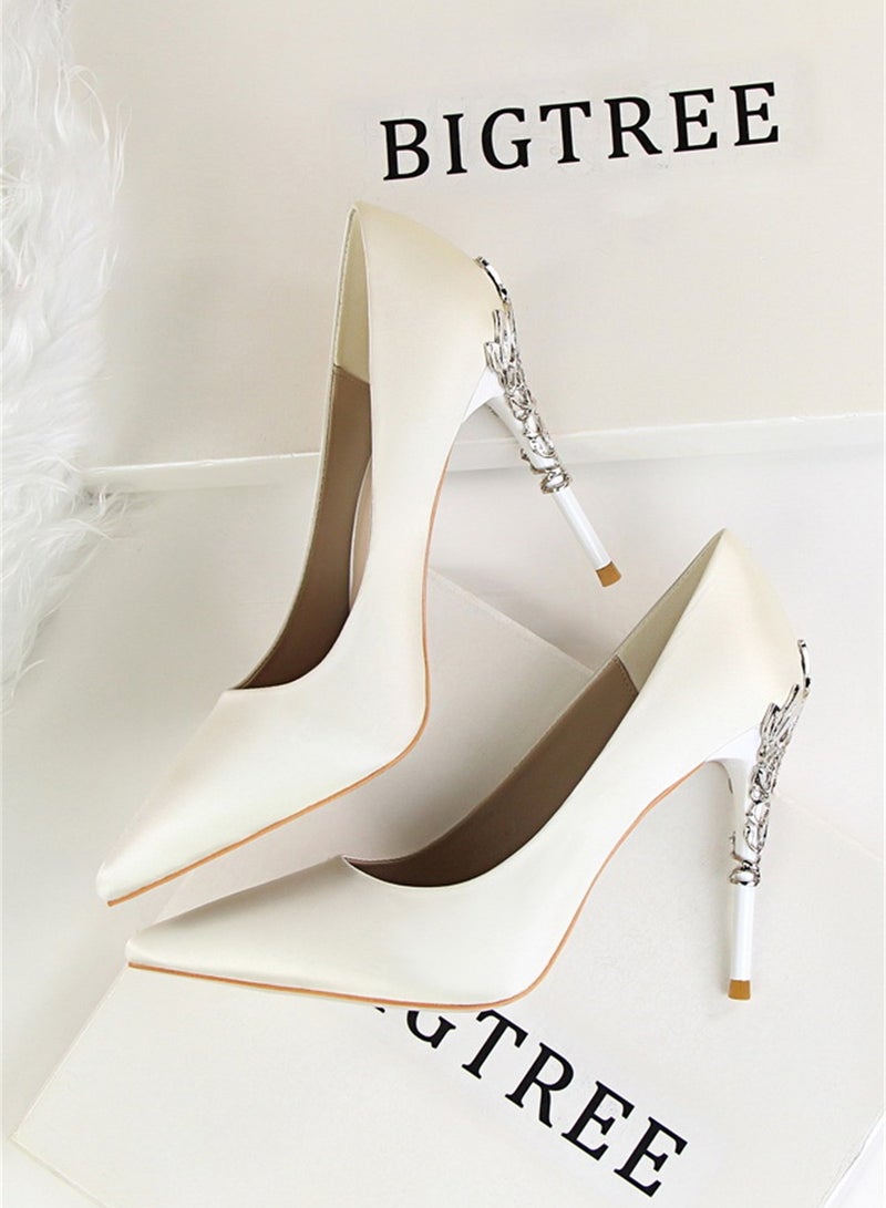 بيج تري الأبحاث المتعلقة ب ارتفاع كعب أحذية عالية الكعب 10cm أبيض - Image 2