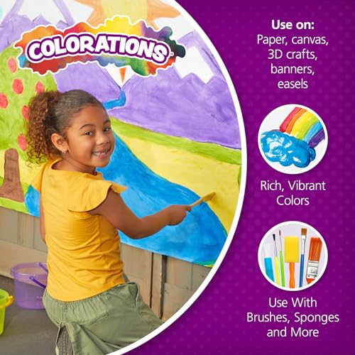 Colorations Paraben-Free Simply Washable Tempera Paint, Rainbow Plus 8 Pack, Matte Finish, Classroom Supplies, Vibrant Colors, Non-Toxic, Washes Off Easily, School, Craft, Art Supply Set, Each 16oz - Image 4