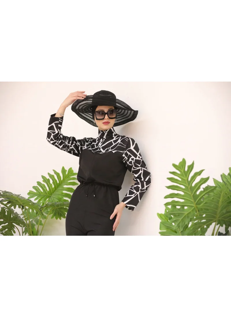 Ns Tasarım NS Design Geometric Pattern Jumpsuit Swimsuit