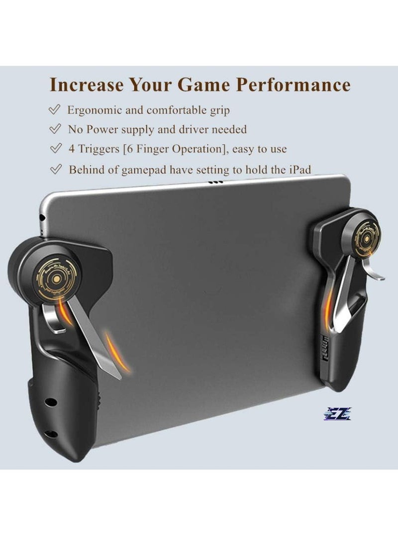 ELTRAZONE PUBG Controller for Tablet – 4 Trigger Buttons, 6-Finger Operation Gamepad Grip, Sensitive Shoot & Aim Triggers – Compatible with 10-12.9 Inch iPad & Tablets (Thickness < 10mm), Black – Enhance Mobile Gaming Experience  - Image 2
