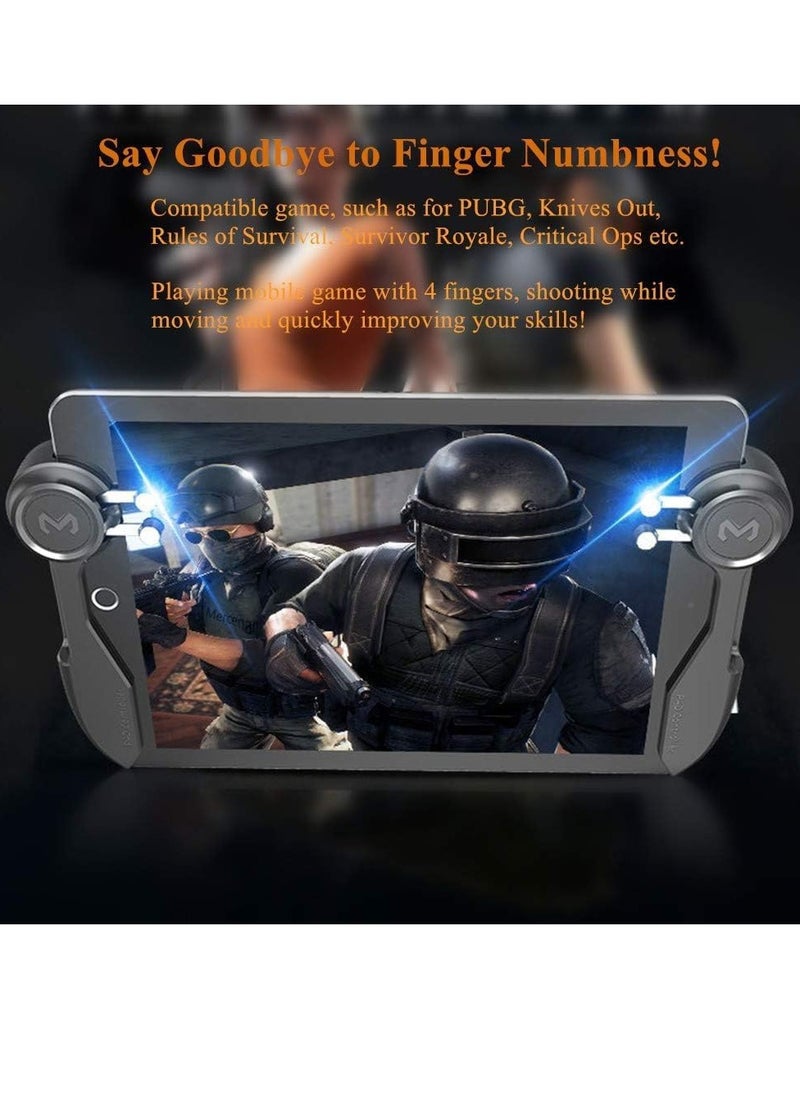 ELTRAZONE PUBG Controller for Tablet – 4 Trigger Buttons, 6-Finger Operation Gamepad Grip, Sensitive Shoot & Aim Triggers – Compatible with 10-12.9 Inch iPad & Tablets (Thickness < 10mm), Black – Enhance Mobile Gaming Experience  - Image 4