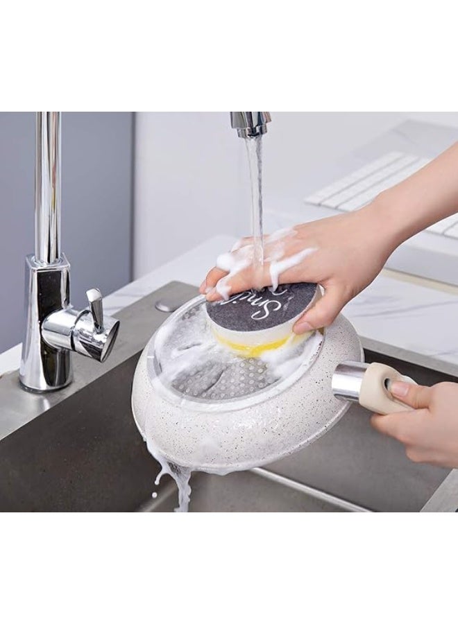 4-Pack Non-Scratch Kitchen Scrub Sponges, Smile Scrub Sponges for Dish, Pots and Pans - Image 4