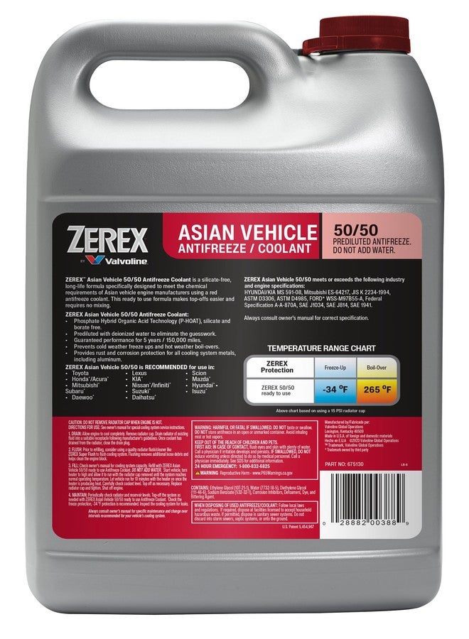 Zerex Asian Vehicle Red Silicate and Borate Free 50/50 Prediluted Ready-to-Use Antifreeze/Coolant 1 GA - Image 2