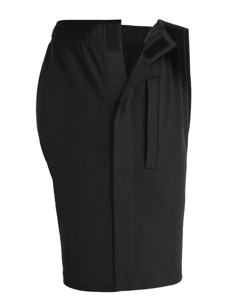 Deyeek Tear Away Shorts for Men Breakaway Shorts Athletic After Post Hip Knee Surgery Recovery Shorts with Pockets Black - Image 2