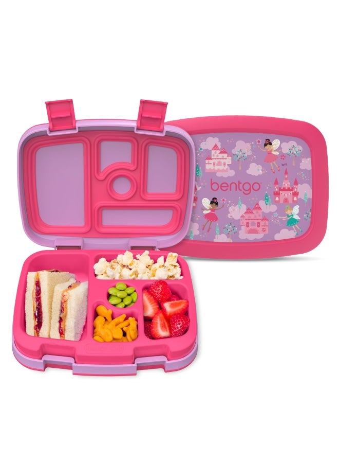 Bentgo Kids Prints Leak Proof 5 Compartment Bento Style Kids Lunch Box Ideal Portion Sizes For Ages 3 To 7 Bpa Free Dishwasher Safe Food Safe Materials Fairies - Image 1