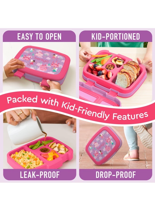 Bentgo Kids Prints Leak Proof 5 Compartment Bento Style Kids Lunch Box Ideal Portion Sizes For Ages 3 To 7 Bpa Free Dishwasher Safe Food Safe Materials Fairies - Image 4