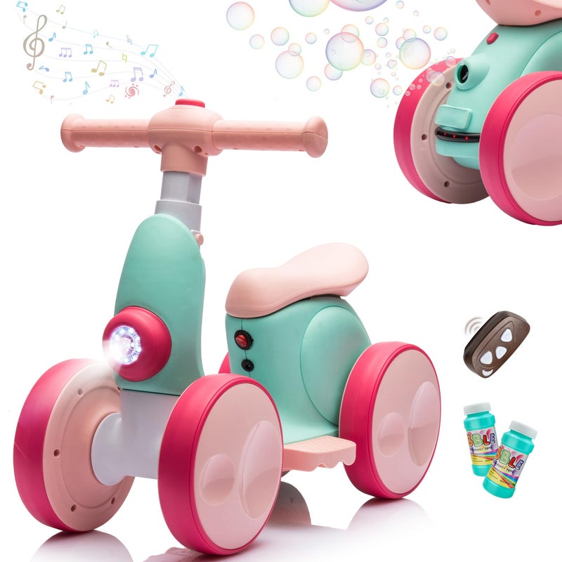 JoyRydz 6V Electric Baby Balance Bike with Bubble Machine4 in 1 Toddler Balance Bike wRemote for 1 Year Old Boys Girls Kids Bubble Bike Ride on Toys wPowered MotorMusicLED Lights GreenRed - Image 2