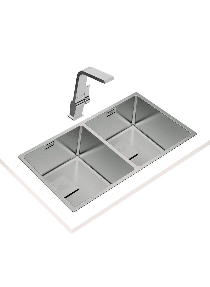 TEKA Stainless Steel Kitchen Sink with Two Bowls and 3-in-1 Installation Options: Undermount, Top, or Flush with Easy Clean Radius R15 Corners and 200 mm Deep Bowls FlexLinea RS15 2B 740 Stainless Steel - Image 3