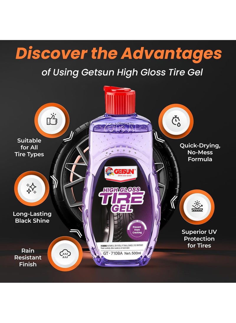 GETSUN Endurance High Tire Gloss Tire Gel 500ml Long Lasting Shine and Protection for Your Tires GT-710BA - Image 5