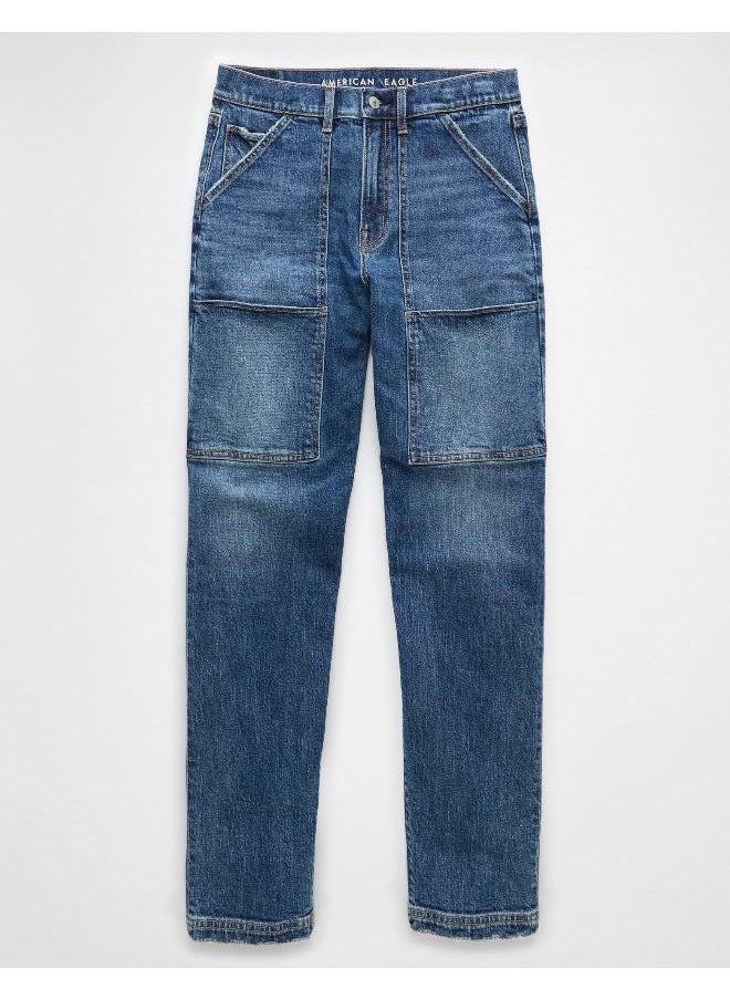 American Eagle AE Stretch Super High-Waisted Baggy Straight Utility Jean  - Image 3