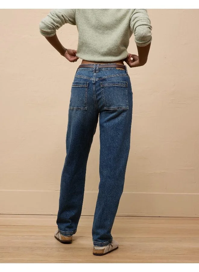 امريكان ايجل AE Stretch Super High-Waisted Baggy Straight Utility Jean