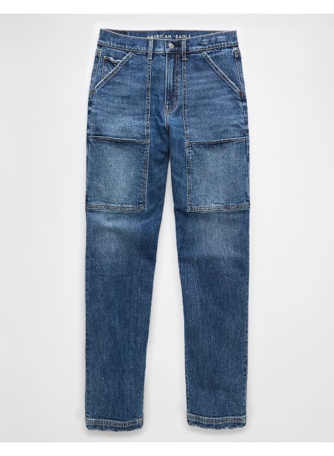 American Eagle AE Stretch Super High-Waisted Baggy Straight Utility Jean  - Image 3